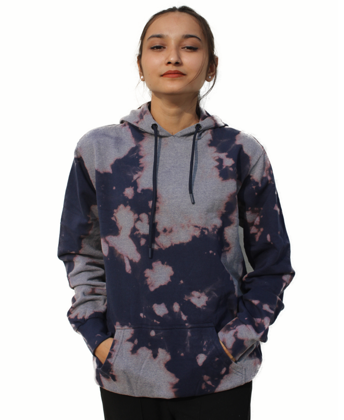 Unisex Tie-Dye Hooded Sweatshirt - Full Sleeve, Vibrant Orange & Purple Pattern, Comfortable Unisex Fit with Kangaroo Pocket and Adjustable Drawstring Hood, Ideal for Casual Wear and Outdoor Adventures