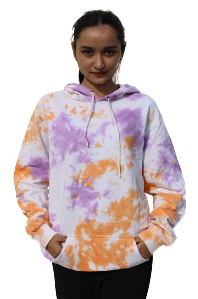 Unisex Tie-Dye Hooded Sweatshirt - Full Sleeve, Vibrant Pattern, Comfortable Unisex Fit with Kangaroo Pocket and Adjustable Drawstring Hood, Ideal for Casual Wear and Outdoor Adventures