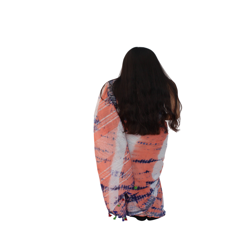 Vibrant Tie-Dye Linen Cotton Saree - Ideal for Festive & Casual Wear, Comfortable & Durable Fabric, Unique Design, 5.5 Meters Long and 42 Inches Wide