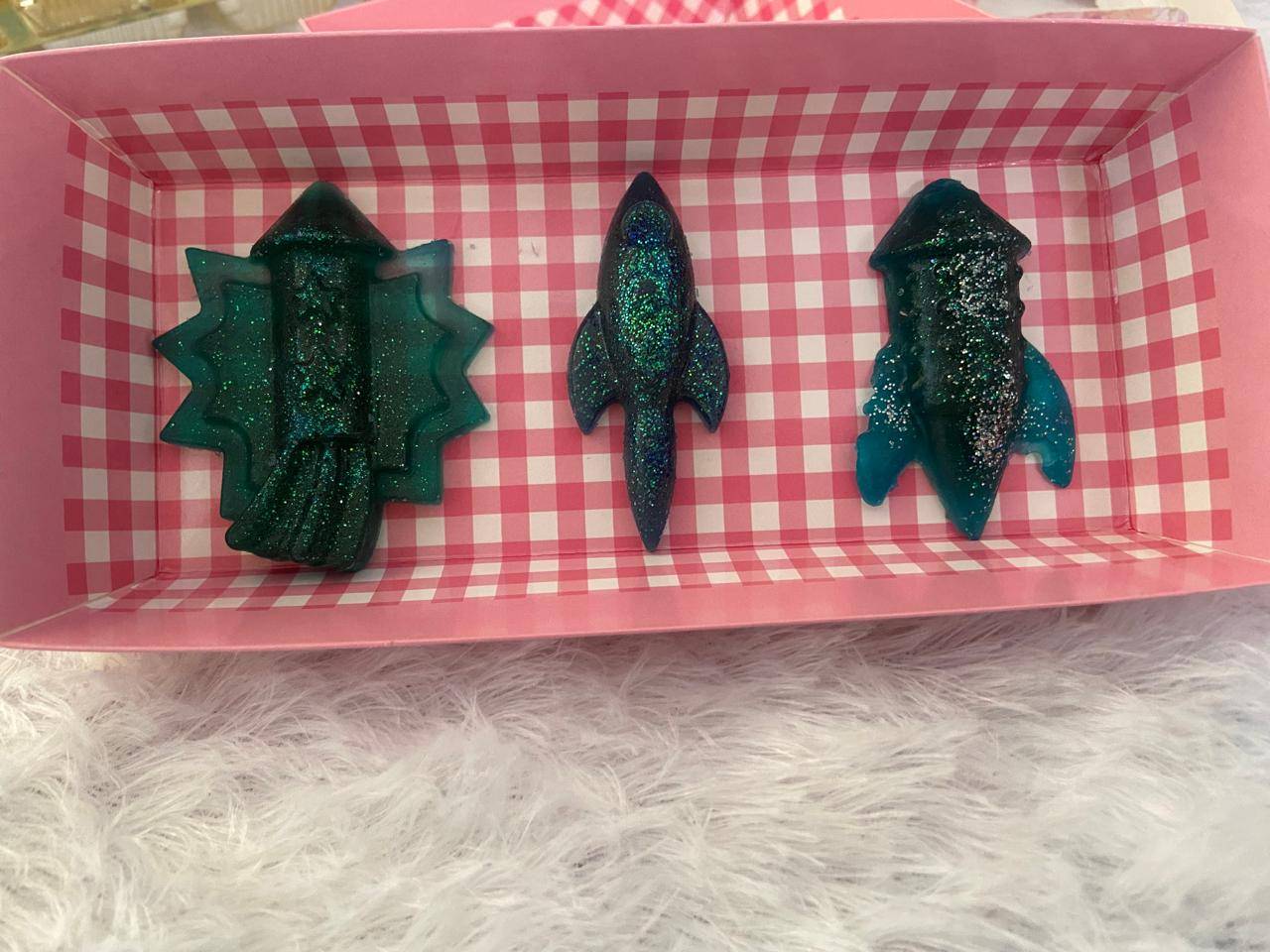 rocket addition mini sparkle soaps gift set hamper space themed childrens bath products