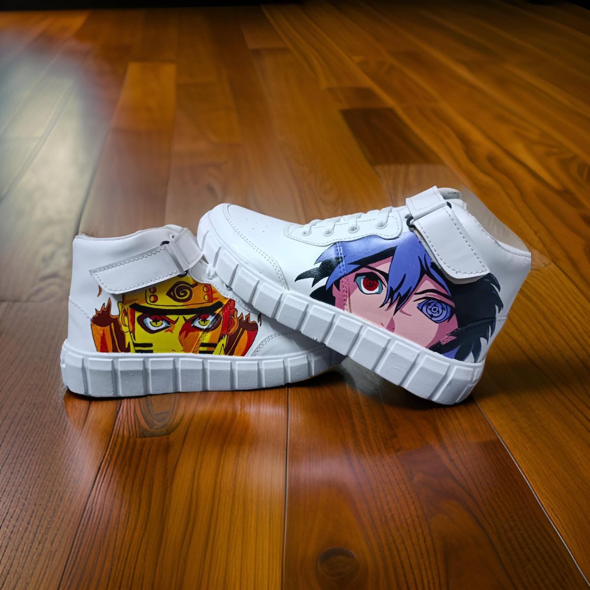hand painted anime shoes custom naruto and sasuke design