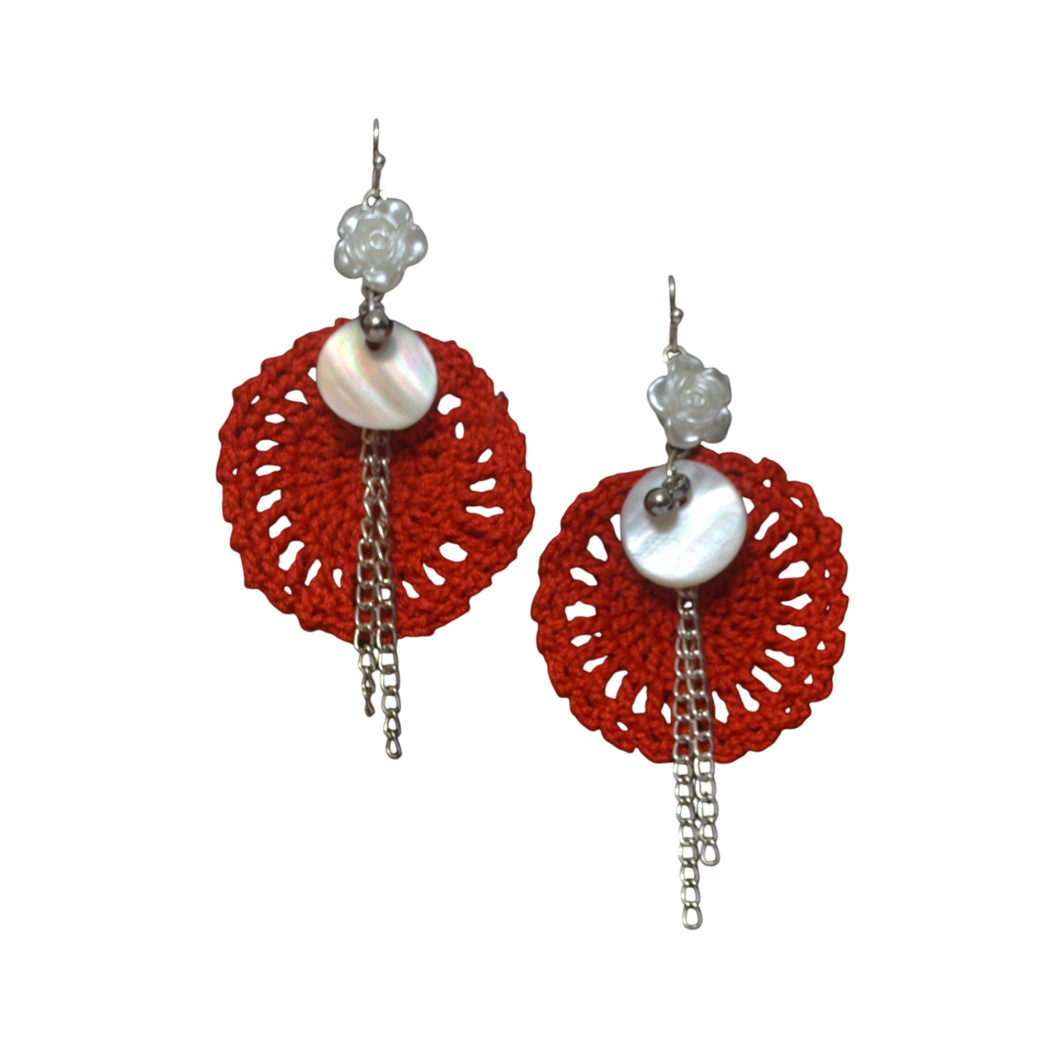 TrendyCraft Crochet Shell Dangler Earrings for Women & Girls, Lightweight Bohemian Seashell Design, Perfect for Casual & Formal Occasions, Exquisite Craftsmanship, 7cm x 4.2cm x 0.3cm