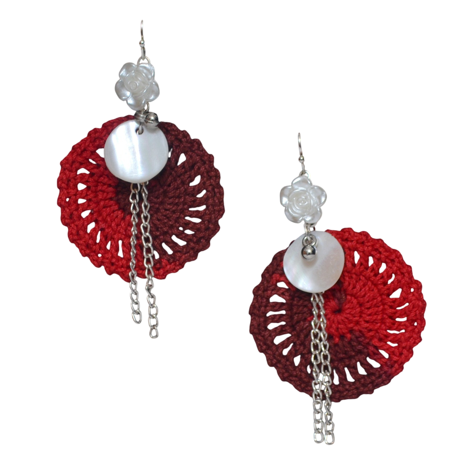 TrendyCraft Crochet Shell Dangler Earrings for Women & Girls, Lightweight Bohemian Seashell Design, Perfect for Casual & Formal Occasions, Exquisite Craftsmanship, 7cm x 4.2cm x 0.3cm