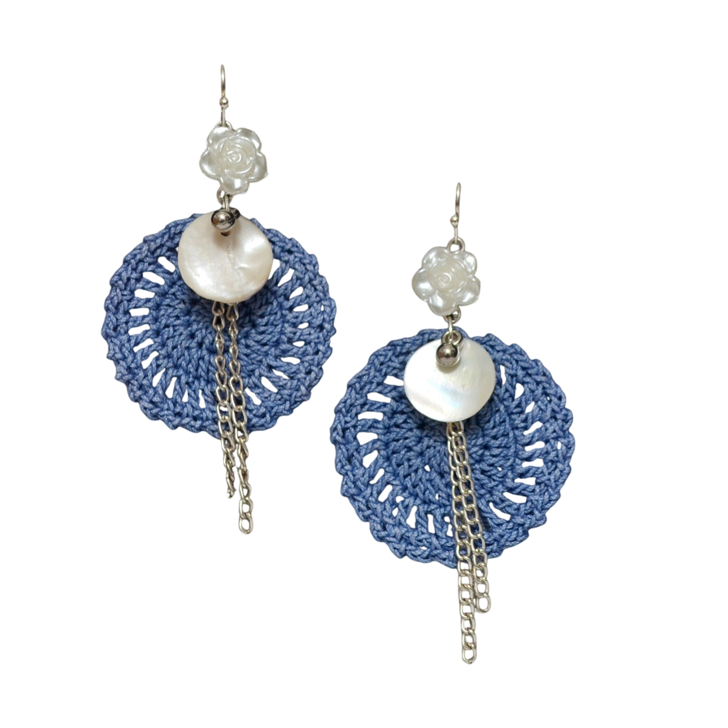 TrendyCraft Crochet Shell Dangler Earrings for Women & Girls, Lightweight Bohemian Seashell Design, Perfect for Casual & Formal Occasions, Exquisite Craftsmanship, 7cm x 4.2cm x 0.3cm