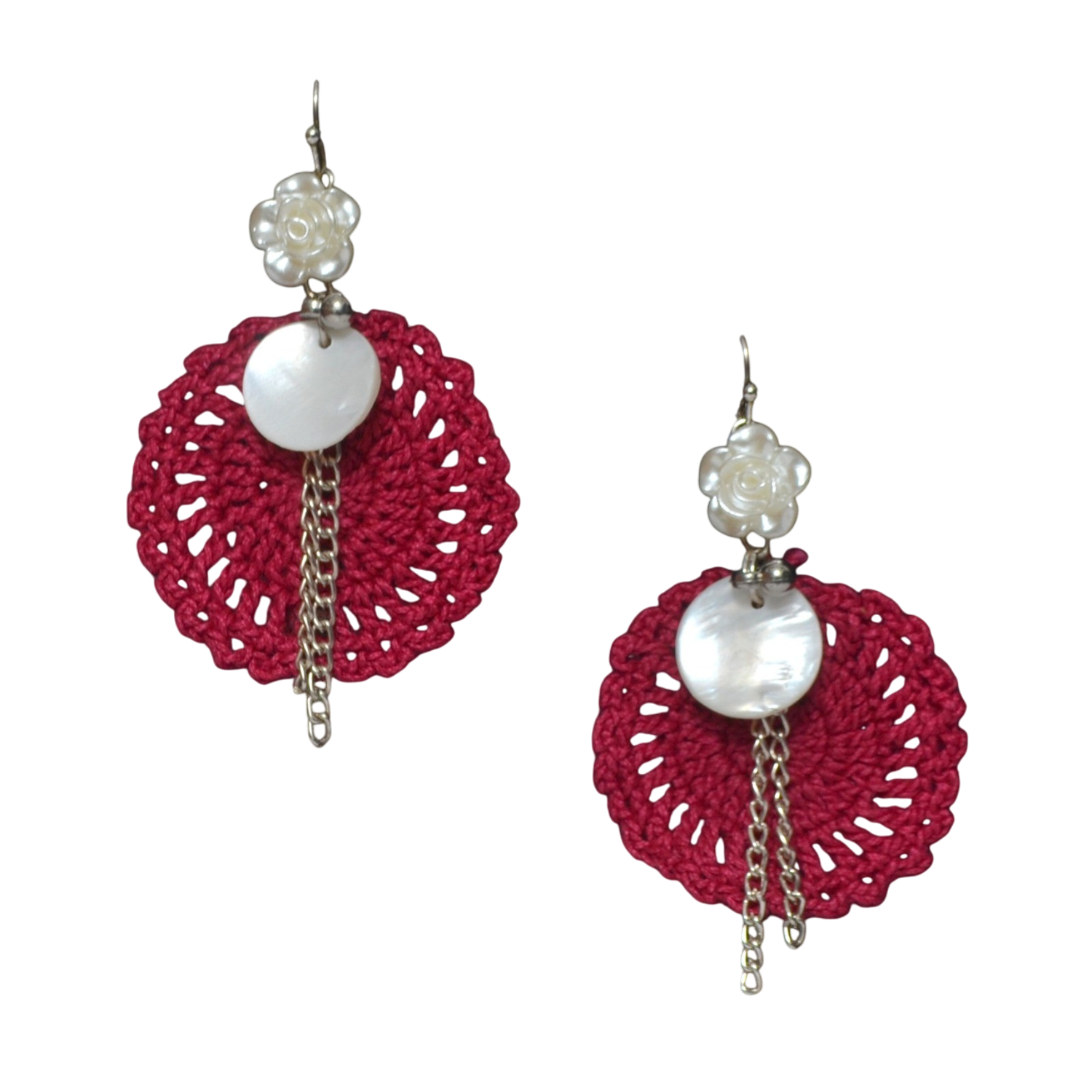 TrendyCraft Crochet Shell Dangler Earrings for Women & Girls, Lightweight Bohemian Seashell Design, Perfect for Casual & Formal Occasions, Exquisite Craftsmanship, 7cm x 4.2cm x 0.3cm