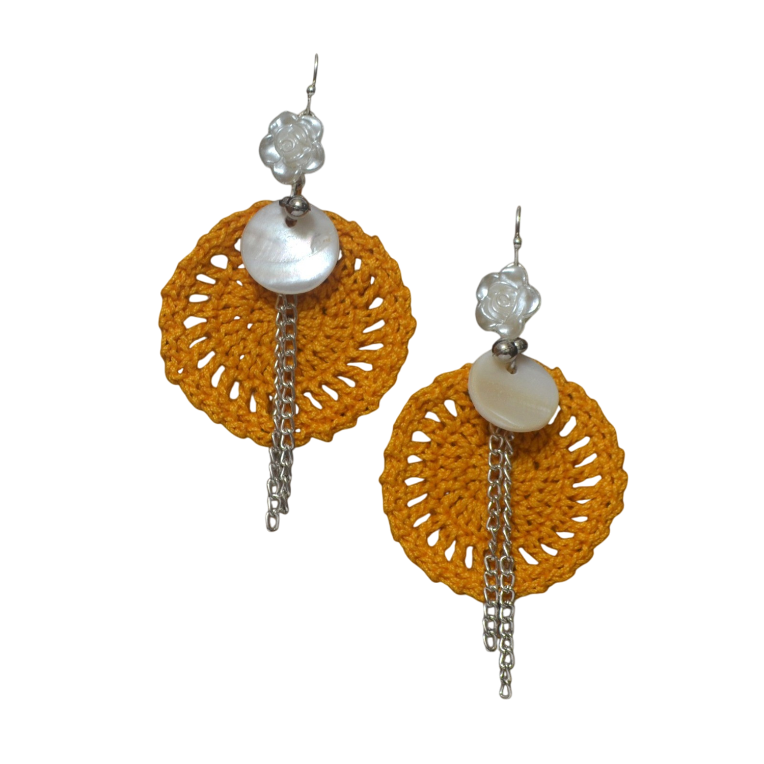 TrendyCraft Crochet Shell Dangler Earrings for Women & Girls, Lightweight Bohemian Seashell Design, Perfect for Casual & Formal Occasions, Exquisite Craftsmanship, 7cm x 4.2cm x 0.3cm