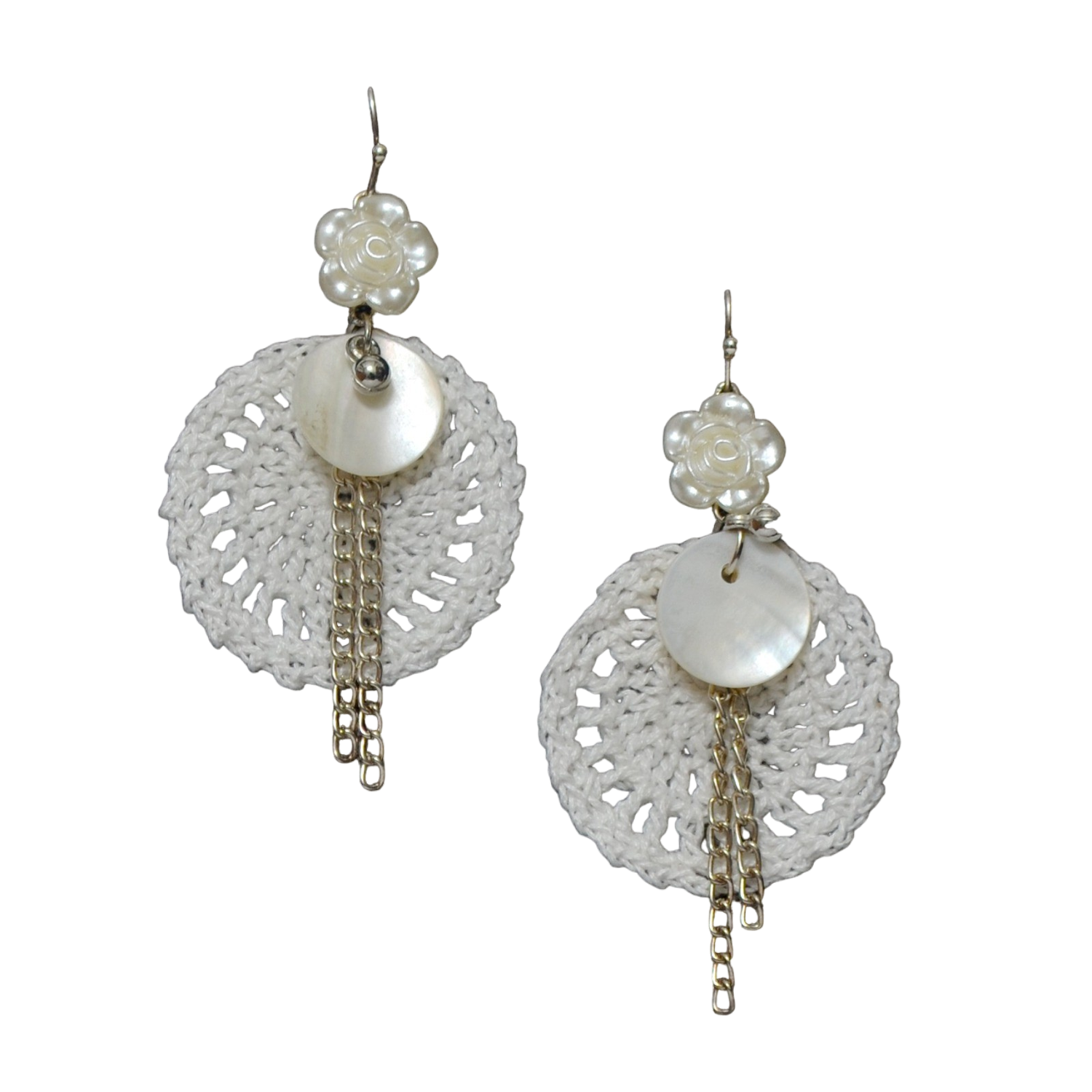 TrendyCraft Crochet Shell Dangler Earrings for Women & Girls, Lightweight Bohemian Seashell Design, Perfect for Casual & Formal Occasions, Exquisite Craftsmanship, 7cm x 4.2cm x 0.3cm