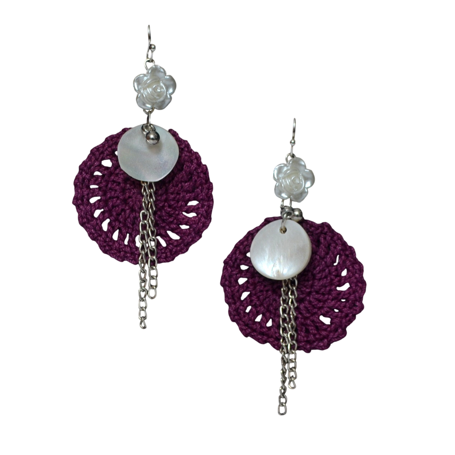 TrendyCraft Crochet Shell Dangler Earrings for Women & Girls, Lightweight Bohemian Seashell Design, Perfect for Casual & Formal Occasions, Exquisite Craftsmanship, 7cm x 4.2cm x 0.3cm